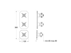 Наружный комплект для термостатического смесителя CRISTINA Thermostatic external parts XC78277
