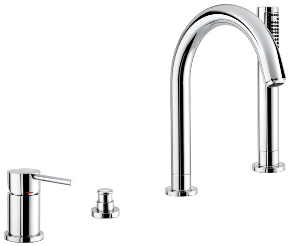 Emmevi Piper, комплект смесителя на борт ванны на 4 отверстия с изливом, цвет хром