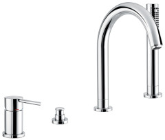 Emmevi Piper, комплект смесителя на борт ванны на 4 отверстия с изливом, цвет хром