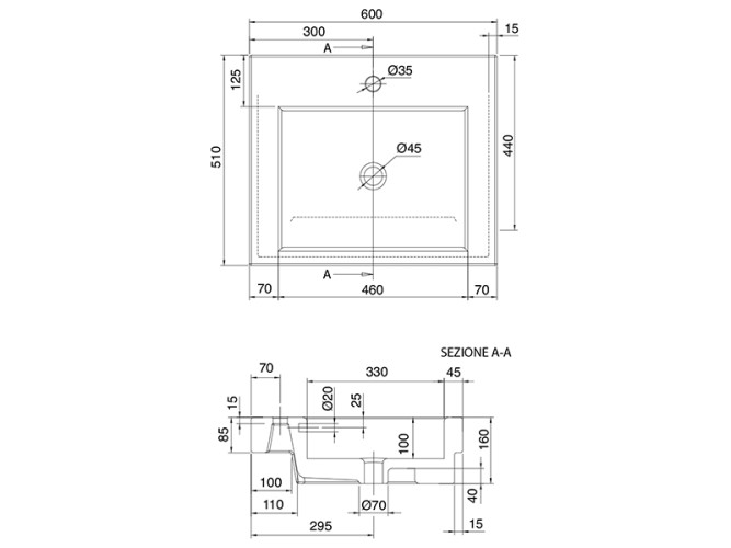 Раковина встраиваемая Scarabeo SQUARE 8007/A