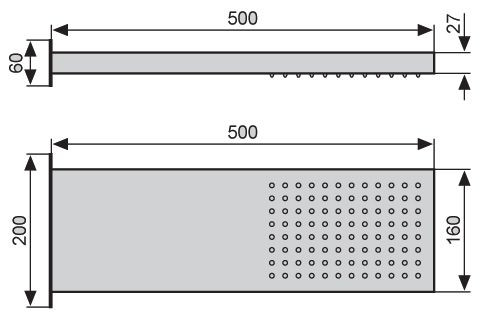 Emmevi, верхний душ. 500*180. 1 режим. Сталь, цвет хром