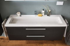 Puris Star Line, раковина из минерального литья усиленная с квадратной чашей на 1 смеситель 900 мм, цвет белый