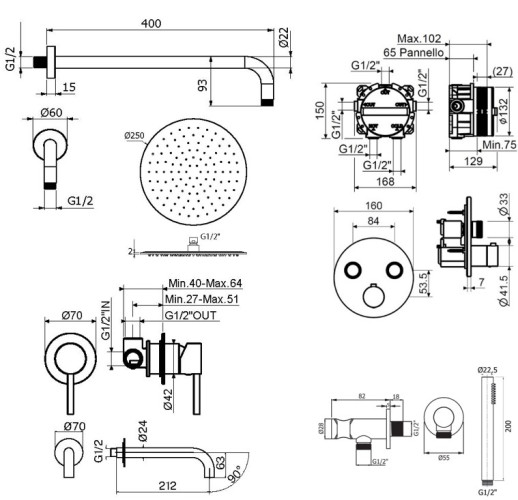 Комплект для душа Plumberia Selection PS BOX KITPSB02CR210