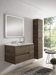 Xpertials Emin, квадратное зеркало Led 80х80 см: датчик подсветки с диммером, профиль матовая сталь