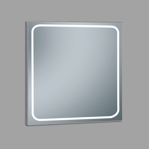 Xpertials Emin, квадратное зеркало Led 80х80 см: датчик подсветки с диммером, профиль матовая сталь
