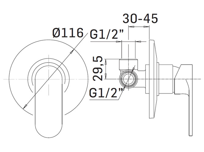 Внешняя часть встраиваемого смесителя для душа MAMOLI SADLER 3606PE006001