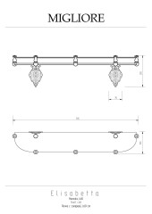 Полка c галереей L60 см, стекло/бронза Migliore Elisabetta