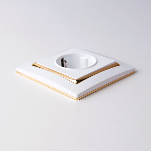 Рамка на 1 пост (белый/золото) W0011933