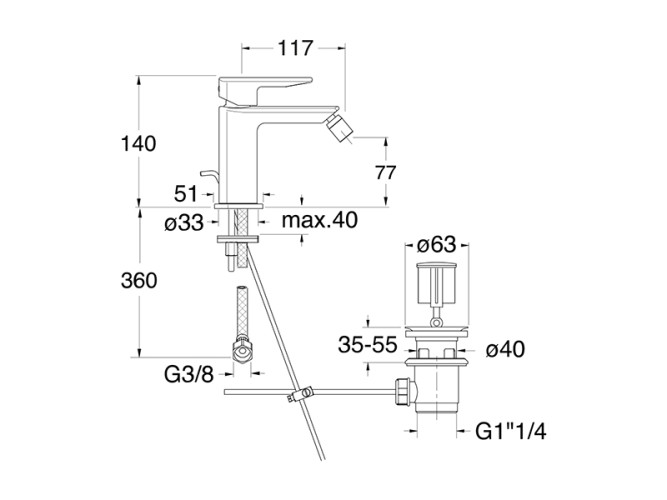 Смеситель для биде CRISTINA PROFILO PF32134