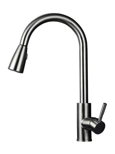 15023 Смес. од. для кухни выс. с ВЫД. лейкой (НЕРЖ САТИН) ViEiR (10/1шт)