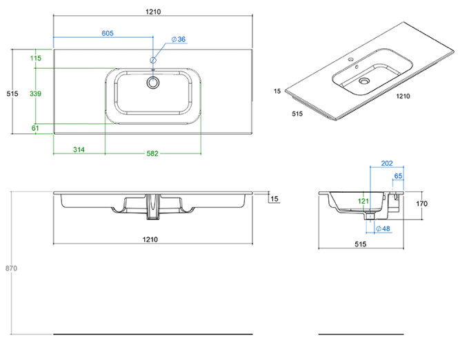 Раковина на тумбу BERLONI BAGNO SUITE  LAVQADINCXR58 187