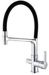 15075-C Смес. для кухни с гиб шланг и под фильт (ХРОМ+ЧЕРНЫЙ) HANSEN (10/1шт)