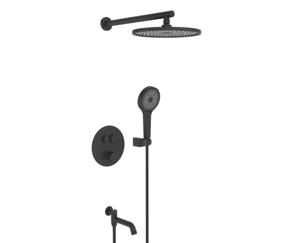 25005-3C Встроенный смес для ванны с 3-функ. термостат (ЧЕРНЫЙ) ViEiR  (6/1шт)