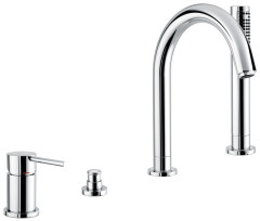 Emmevi Piper, комплект смесителя на борт ванны на 4 отверстия с изливом, цвет черный матовый