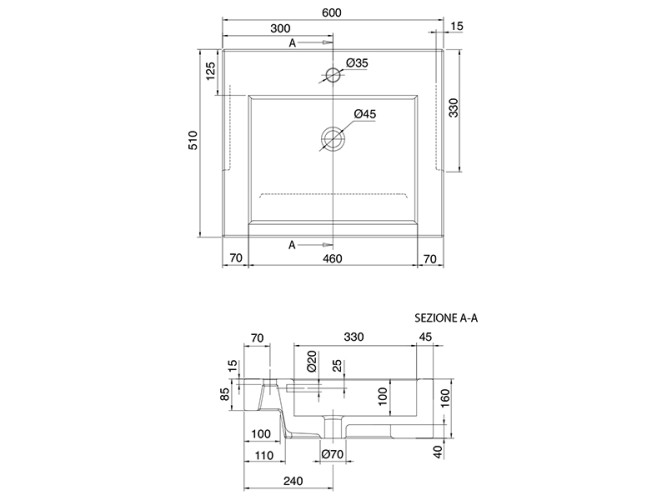 Раковина полувстраиваемая Scarabeo SQUARE 8007/D