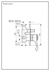 Emmevi Tiffany, встраиваемый смеситель для душа на 2 выхода, с дивертером, цвет хром-золото