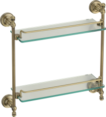 31077-D Полка стеклянная 2-ярусная (БРОНЗА) GANZER