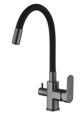 06127-Q Смеситель для кухни с гиб. изл. и под. фильтра (ГРАФИТ) GANZER (10/1шт)