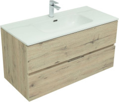 Тумба с раковиной Aquanet Алвита New 100 дуб веллингтон белый