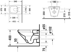 Унитаз подвесной безободковый DURAVIT DSTYLE 2538090000