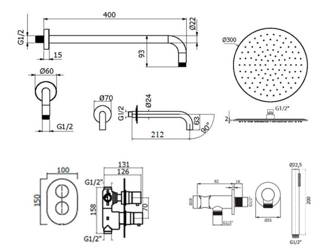 Комплект для ванны Plumberia Selection IXO KITXOT19NO60KING