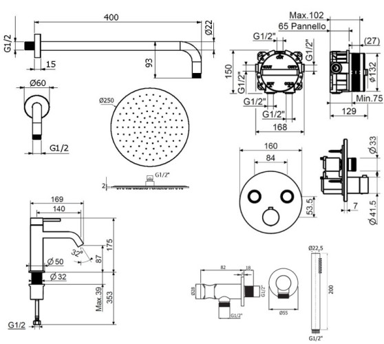 Комплект для душа Plumberia Selection PS BOX KITPSB02CR53