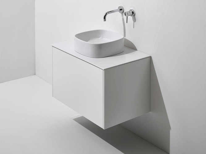 Керамическая столешница с отверстием под смеситель справа SIMAS FORIU FO08/RD40 bia