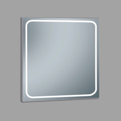 Xpertials Emin, квадратное зеркало Led 80х80 см: датчик подсветки с диммером, профиль черный матовый