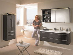 Комплект мебели Puris Swing с раковиной из минерального литья, 1400 мм левый, цвет белый высокоглянцевый