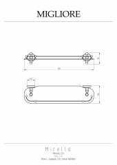 Полка c галереей L50 см, стекло матовое/бронза Migliore Mirella