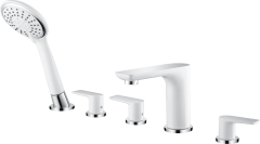 21088-F Смеситель на борт ванны БЕЛЫЙ (5 отв)  GANZER  (6/1шт)