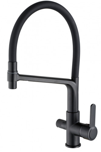 15075-CC Смес. для кухни с гиб шланг и под фильт (ЧЕРНЫЙ+ЧЕРНЫЙ) HANSEN (10/1шт)