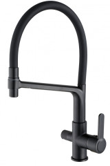 15075-CC Смес. для кухни с гиб шланг и под фильт (ЧЕРНЫЙ+ЧЕРНЫЙ) HANSEN (10/1шт)