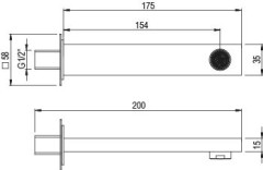 AQG Alpha, душевой комплект EC316 на 3 потребителя, с квадратным изливом, с квадратным верхним душем 25х25 см и кронштейном 35 см, цвет матовое золото