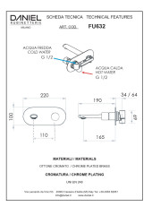 Daniel Fusion, встраиваемый в стену однорычажный смеситель для раковины на панели (излив 16,4 см), без донного клапана, цвет хром