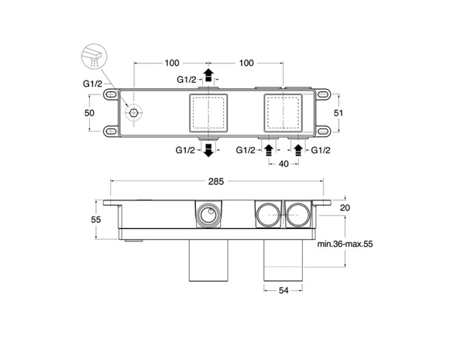 Встроенная часть смесителя CRISTINA System CS10000