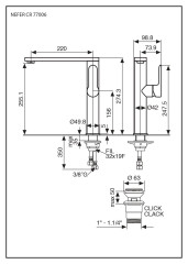 Emmevi Nefer, высокий однорычажный смеситель для раковины (излив 22 см), ручка сбоку, с донным клапаном click-clack, цвет хром