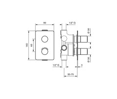 Emmevi, внутристенный смеситель-термостат на 2 выхода, цвет хром