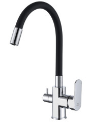 06127 Смеситель для кухни с гиб. изл. и под. фильтра (ХРОМ) GANZER (10/1шт)