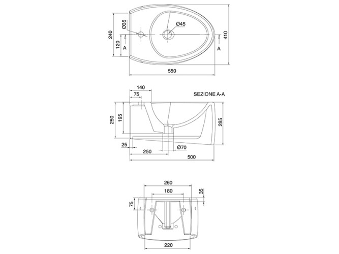 Биде подвесное Scarabeo MOAI 8605