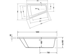 Ванна встраиваемая с гидромассажем DURAVIT PAIOVA 760216000CE1000