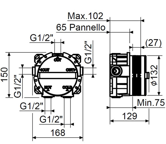 Внутренняя часть встраиваемого смесителя Plumberia Selection PSB003
