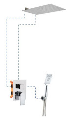AQG Alpha, душевой комплект EC319 на 3 потребителя: с консольным верхним душем с каскадом, цвет хром