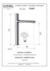 Daniel Fusion, высокий однорычажный смеситель для раковины (излив 18,5 см), с донным клапаном click-clack, цвет глянцевая медь