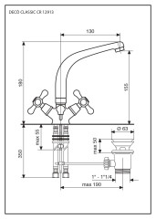Emmevi Deco Classic, смеситель 12913 с донным клапаном для раковины, цвет хром