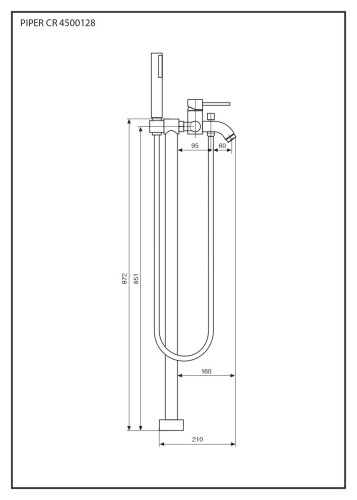 Emmevi Piper, напольный смеситель для ванной с ручным душем, цвет хром