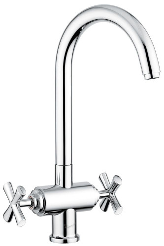 Emmevi Spirit New, двухвентильный кухонный смеситель с поворотным изливом, без донного клапана, цвет хром