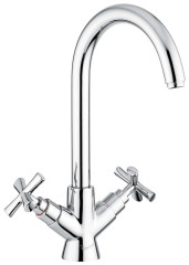 Emmevi Spirit New, двухвентильный кухонный смеситель с поворотным изливом, без донного клапана, цвет хром