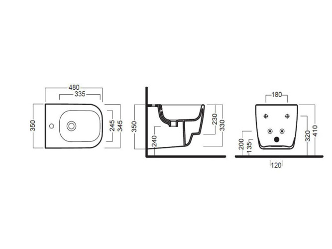 Биде подвесное HATRIA FUSION 48 YXJ801