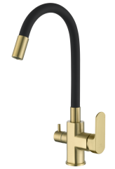 06127-S Смеситель для кухни с гиб. изл. и под. фильтра (Мат. Золото) GANZER (10/1шт)